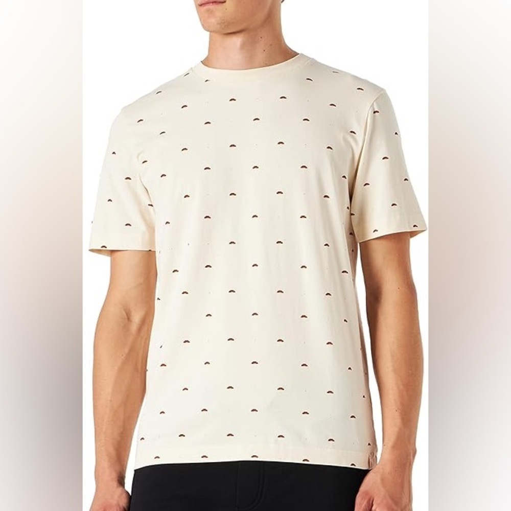Scotch & Soda Sunset Micro Print Tee | Cream Beach Vibe Desert Summer Shirt XL